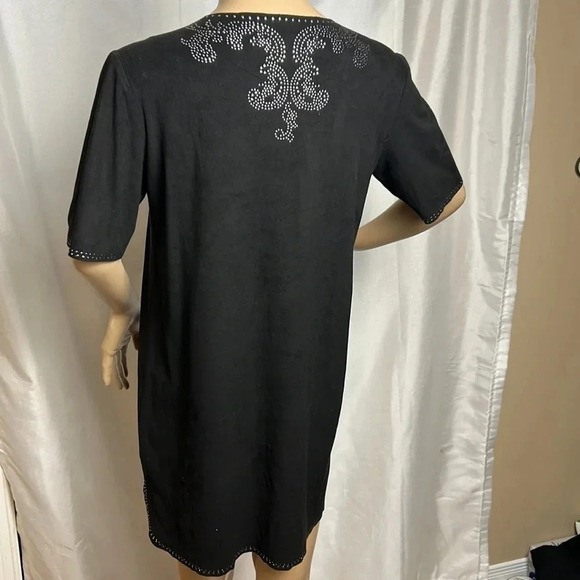 Black crushed velvet mini dress ,metallic silver  embellished,fairy,goth,witchy - Picture 9 of 13